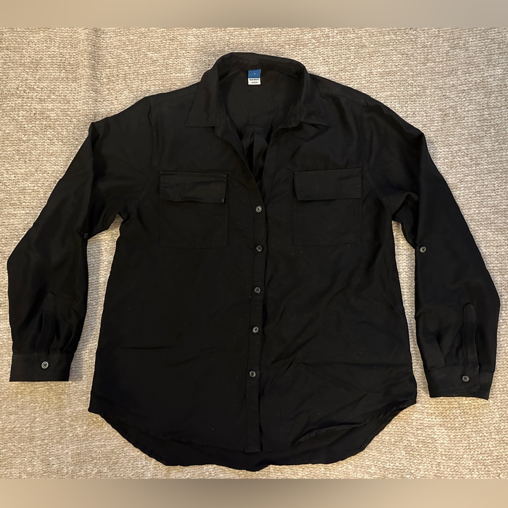 Black Collared Button Down Top - Size Small